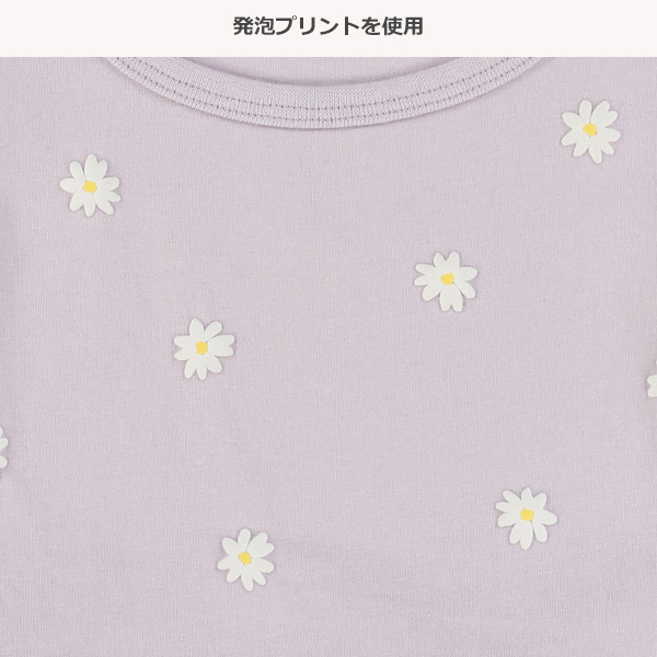 花発泡プリント切り替えフレンチTシャツ