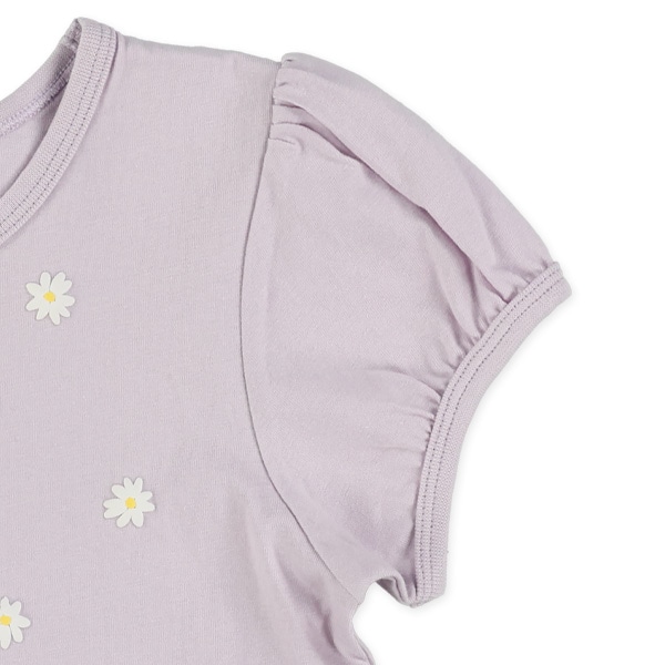 花発泡プリント切り替えフレンチTシャツ
