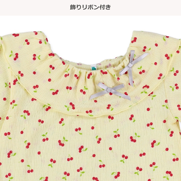 楊柳花・チェリー襟付き半袖Tシャツ