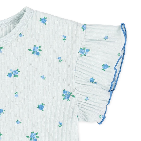 小花柄リブフレンチTシャツ