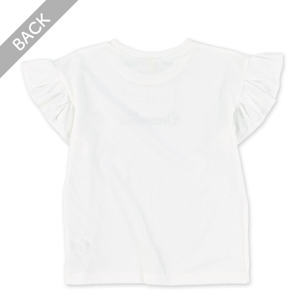 袖フリルロゴフレンチTシャツ