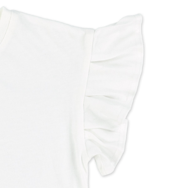 袖フリルロゴフレンチTシャツ