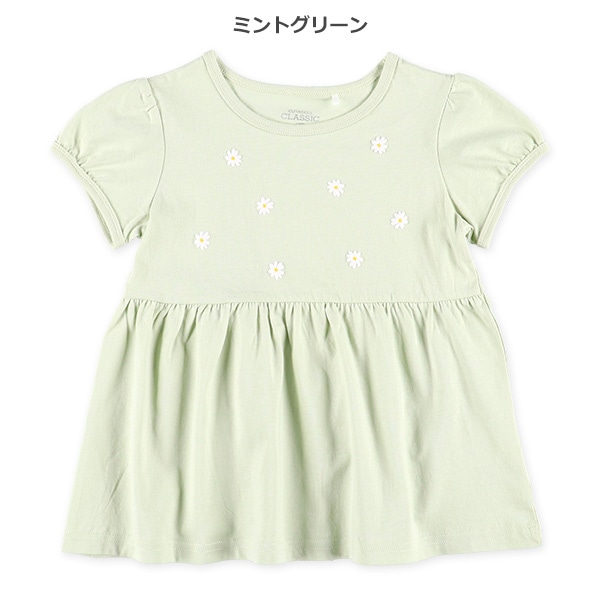 花発泡プリント切り替えフレンチTシャツ