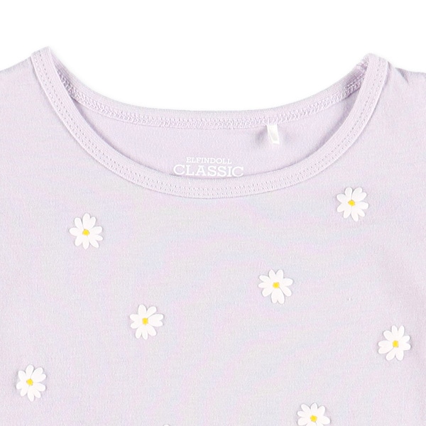 花発泡プリント切り替えフレンチTシャツ