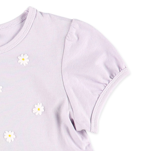 花発泡プリント切り替えフレンチTシャツ