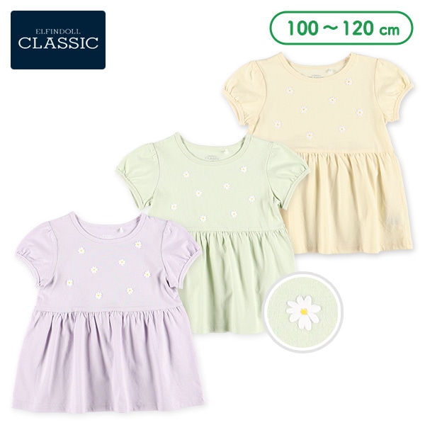 花発泡プリント切り替えフレンチTシャツ