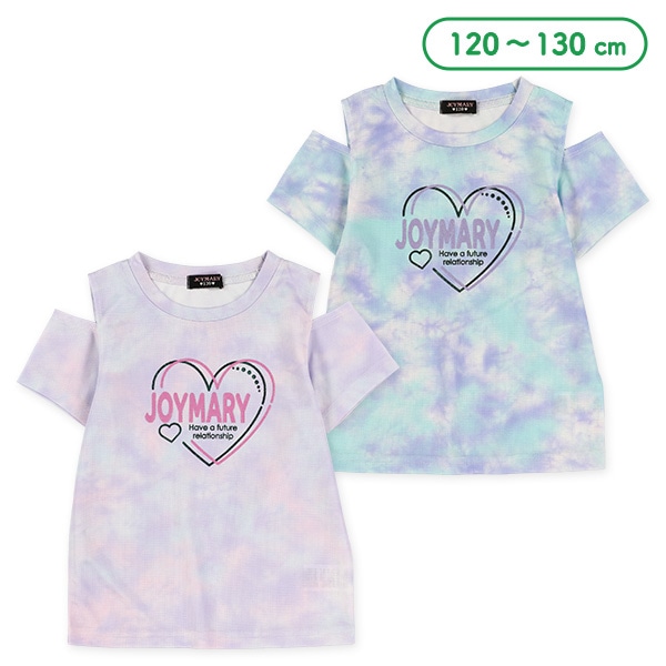 タイダイ風メッシュ肩あき半袖Tシャツ