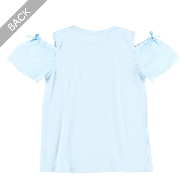 くまレインボー発泡ラメ肩あき半袖Tシャツ