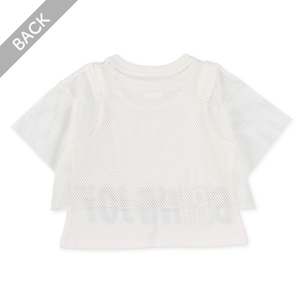 メッシュ重ね肩ファスナー付き半袖Tシャツ