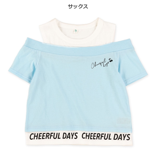 肩開きロゴ半袖Tシャツ