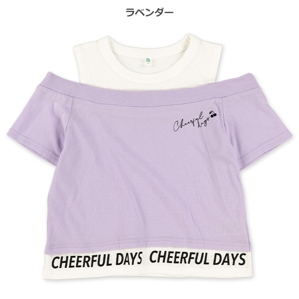肩開きロゴ半袖Tシャツ
