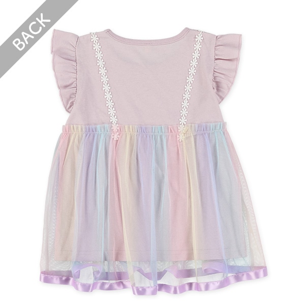 カラーチュールキャミレイヤード風フレンチＴシャツ