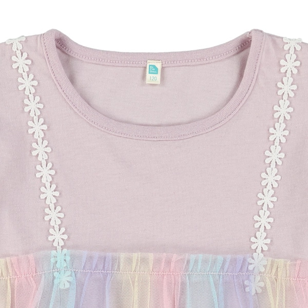 カラーチュールキャミレイヤード風フレンチＴシャツ