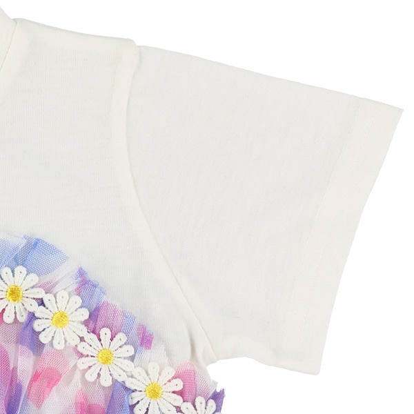 ストライプ柄・ハート柄チュールビスチェレイヤード風半袖Ｔシャツ