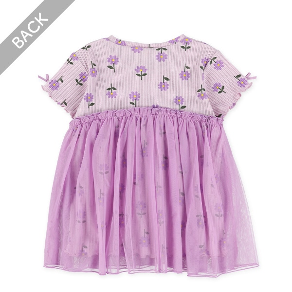 チュールビスチェ付き花・ハート柄半袖Tシャツ