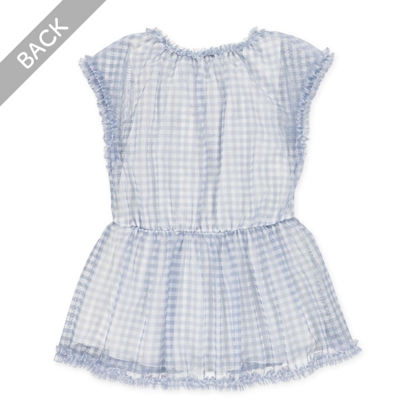 ギンガムチュールレイヤード風フレンチトップス