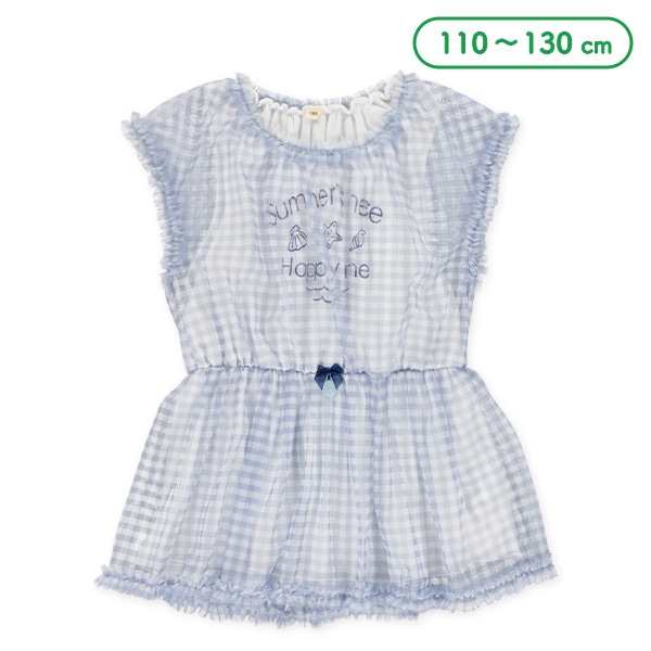 ギンガムチュールレイヤード風フレンチトップス