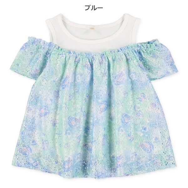 肩開きレースアンサンブル風ブラウス