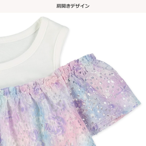 肩開きレースアンサンブル風ブラウス