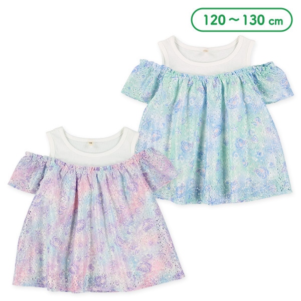 肩開きレースアンサンブル風ブラウス