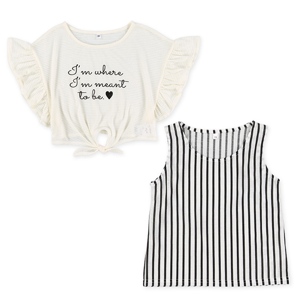 タンクトップ&裾結び半袖トップスセット