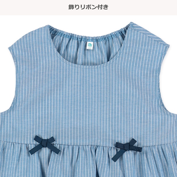 ダンガリーティアードノースリーブブラウス