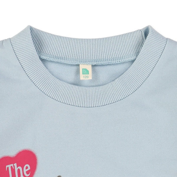 ミニ裏毛ハートロゴ箔プリント薄手トレーナー