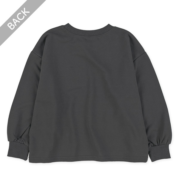 ミニ裏毛リボンラメプリント薄手トレーナー