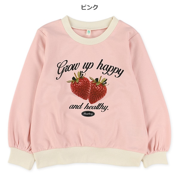ミニ裏毛いちごロゴ転写プリント薄手トレーナー
