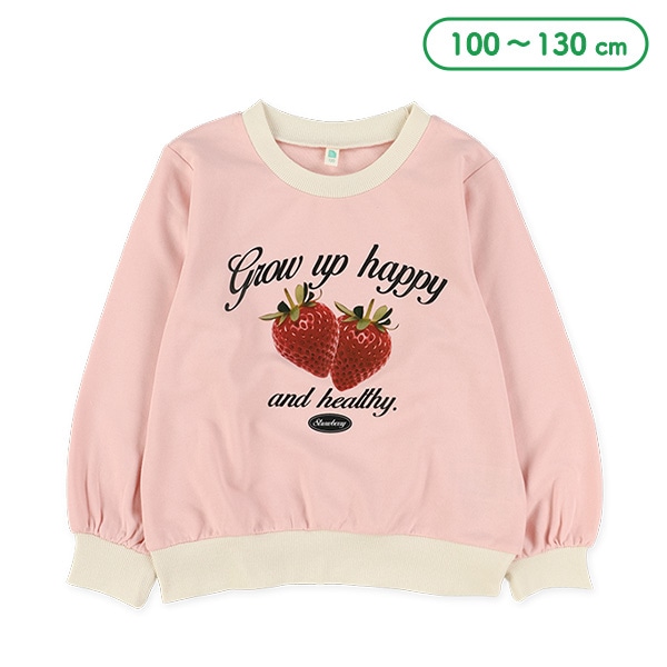 ミニ裏毛いちごロゴ転写プリント薄手トレーナー