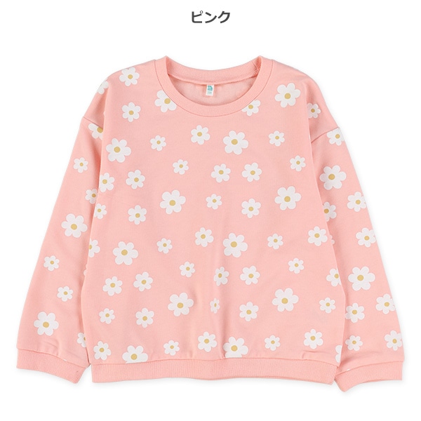ミニ裏毛デイジー柄薄手トレーナー