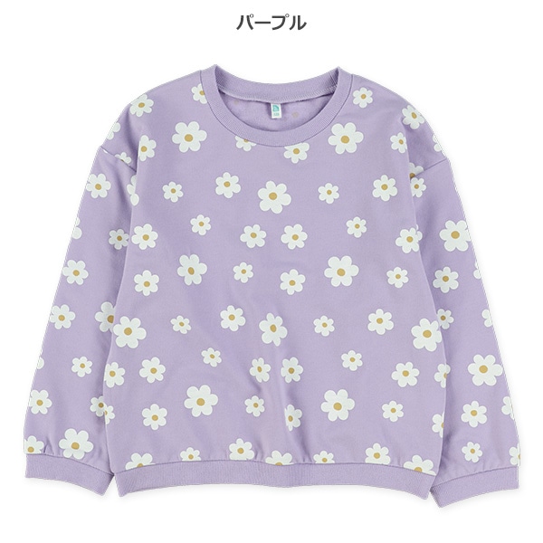 ミニ裏毛デイジー柄薄手トレーナー