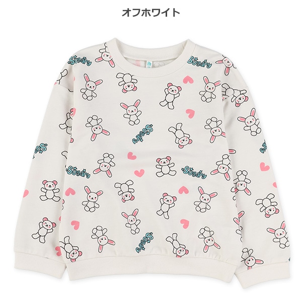 ミニ裏毛くまうさぎハート薄手トレーナー