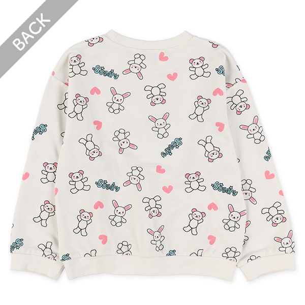 ミニ裏毛くまうさぎハート薄手トレーナー