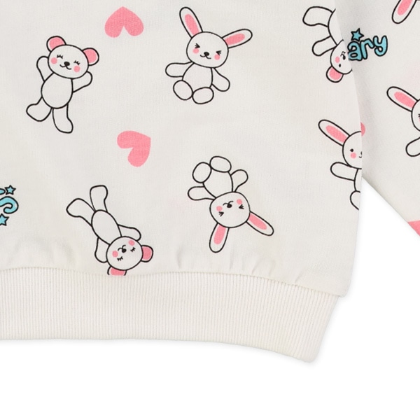 ミニ裏毛くまうさぎハート薄手トレーナー