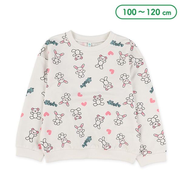 ミニ裏毛くまうさぎハート薄手トレーナー