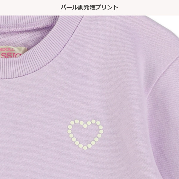 ミニ裏毛胸発泡プリント切り替え薄手トレーナー