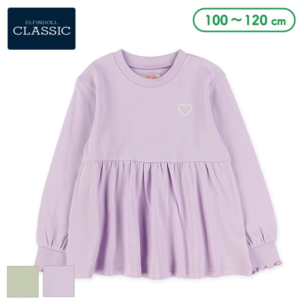 ミニ裏毛胸発泡プリント切り替え薄手トレーナー