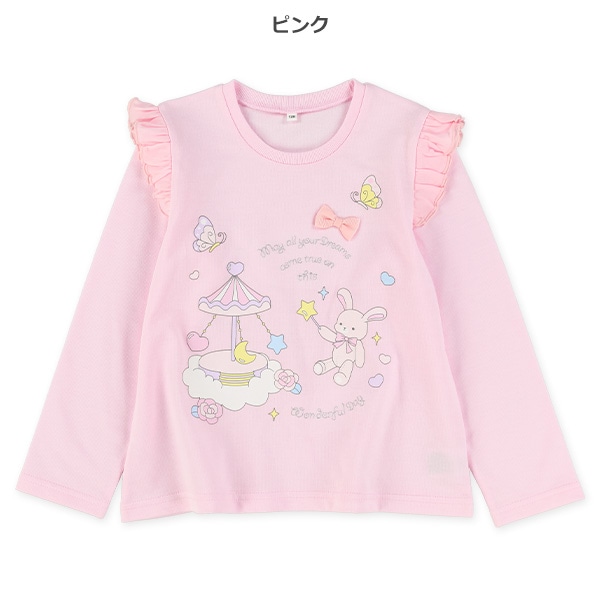 ミニ裏毛メルヘン肩フリル長袖Tシャツ
