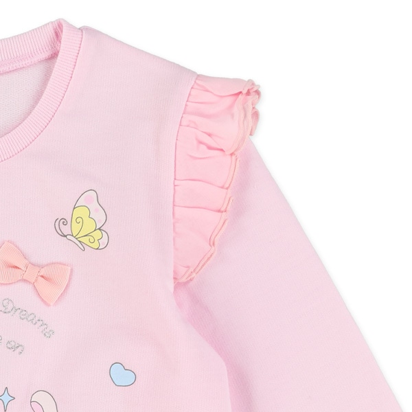 ミニ裏毛メルヘン肩フリル長袖Tシャツ