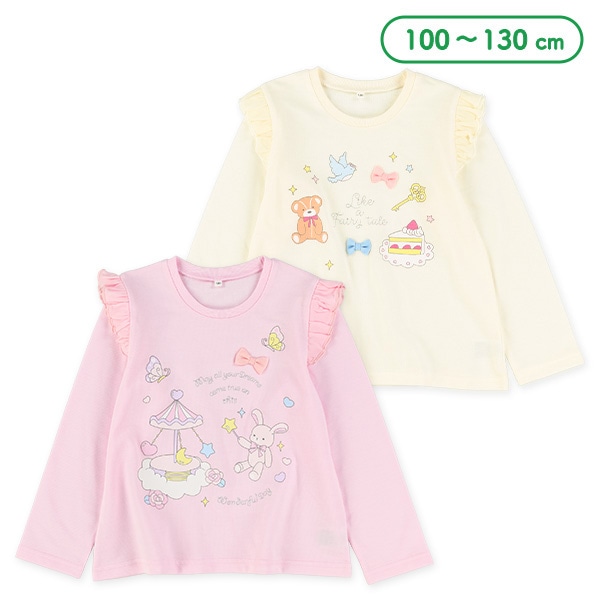 ミニ裏毛メルヘン肩フリル長袖Tシャツ