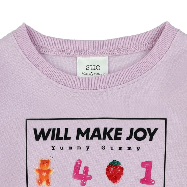 肩メッシュいろいろグミ転写プリント長袖Tシャツ