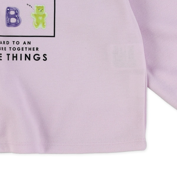 肩メッシュいろいろグミ転写プリント長袖Tシャツ