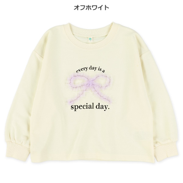 ミニ裏毛チュールリボン長袖Tシャツ