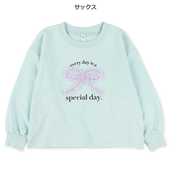 ミニ裏毛チュールリボン長袖Tシャツ