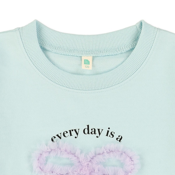 ミニ裏毛チュールリボン長袖Tシャツ