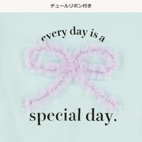 ミニ裏毛チュールリボン長袖Tシャツ