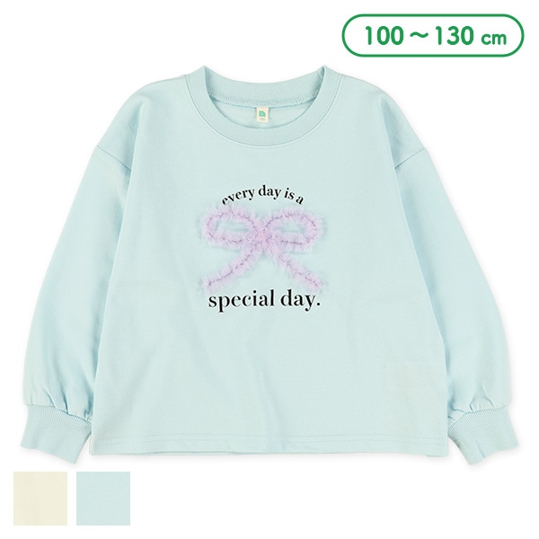 ミニ裏毛チュールリボン長袖Tシャツ