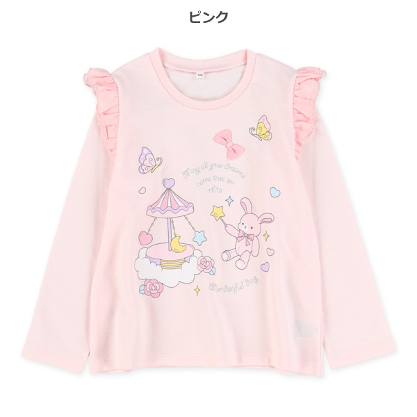 ミニ裏毛メルヘン肩フリル長袖Ｔシャツ