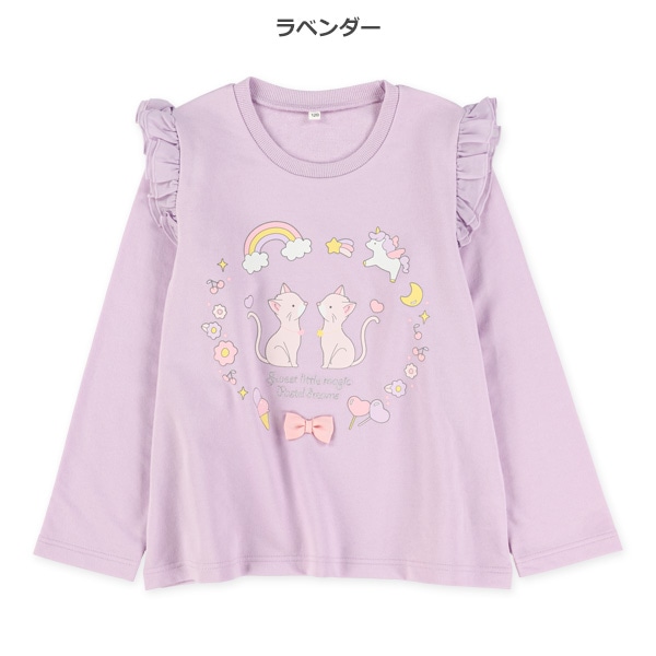 ミニ裏毛メルヘン肩フリル長袖Ｔシャツ